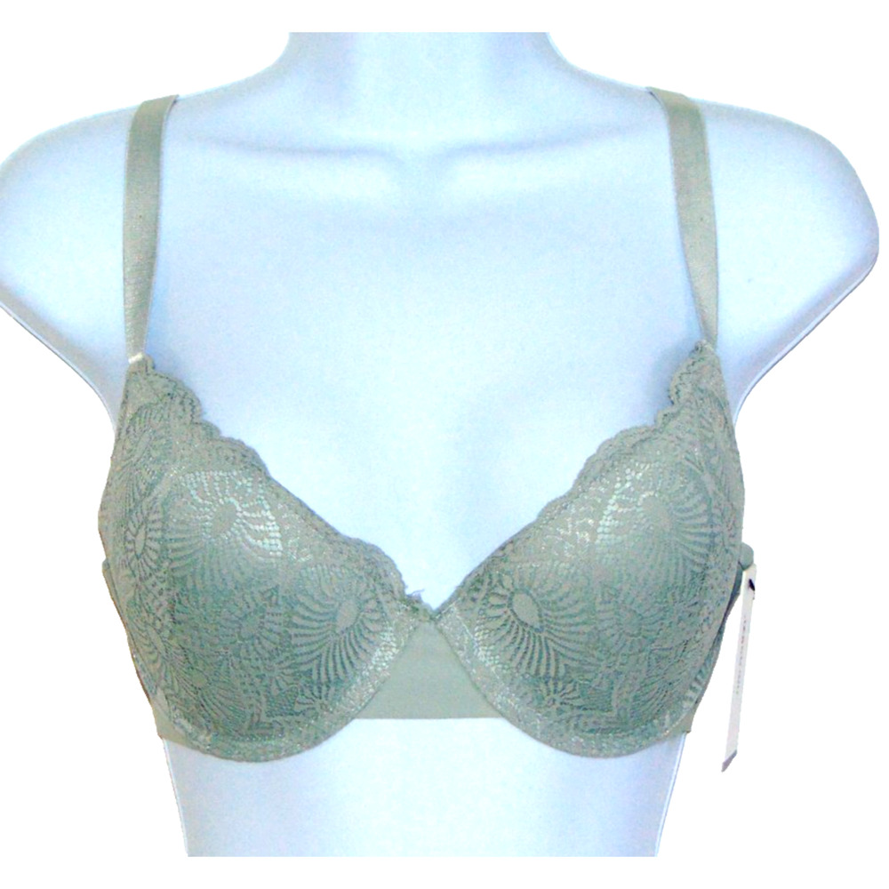 Jason Wu Underwire Push-Up Lace Bra 36C Slate Blue Scalloped Trim NWT